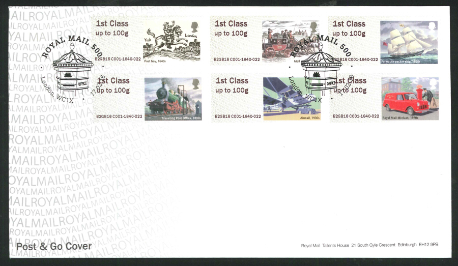 2016 - Post & Go Royal Mail 500 Years First Day Cover - Royal Mail 500 ( Post Box) Postmark